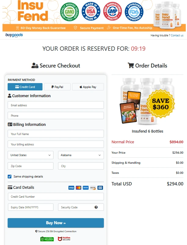 insufend-secure-checkout-page